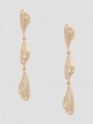 Guess 14K Gold-Plated Linear Earrings Aurii | GUESS-SN30286