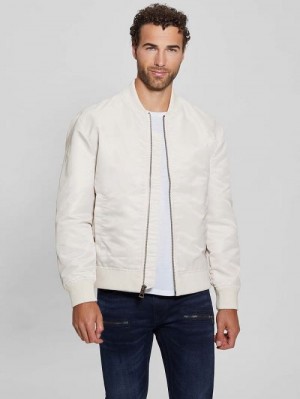 Guess Ace Satin Flight Jacket Albi | GUESS-SN30863