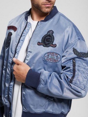 Guess Ace Twill Flight Jacket Albastri | GUESS-SN30772