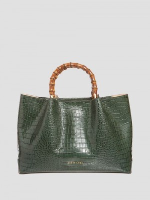 Guess Aida Luxe Leather Satchel Verzi | GUESS-SN29254