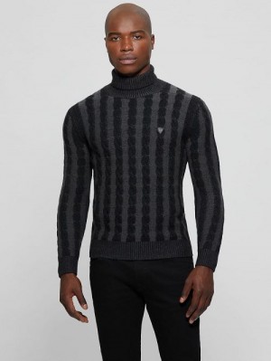 Guess Arkell Turtleneck Cable Sweater Negrii | GUESS-SN30896