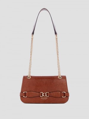 Guess Arlena Lizard Convertible Crossbody Maro | GUESS-SN28916