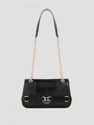 Guess Arlena Lizard Convertible Crossbody Negrii | GUESS-SN28929