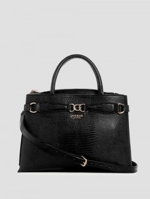 Guess Arlena Lizard Girlfriend Satchel Negrii | GUESS-SN28701