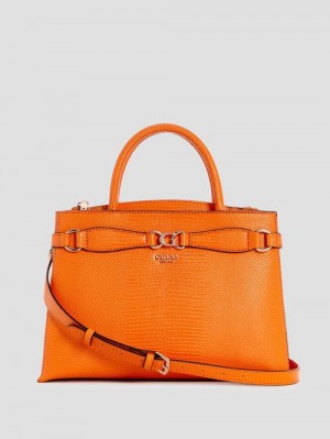 Guess Arlena Lizard Girlfriend Satchel Portocalii | GUESS-SN28920