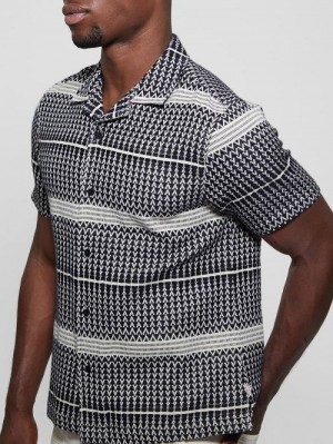Guess Arrow Jacquard Shirt Albastri | GUESS-SN31295