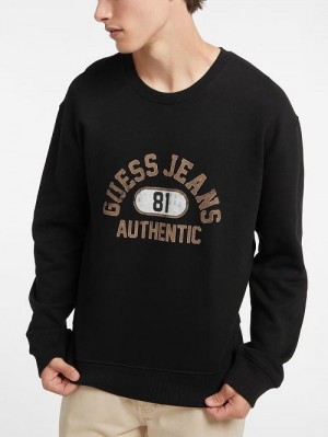 Guess Authentic Logo Crewneck Sweatshirt Negrii | GUESS-SN30951