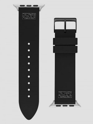 Guess Black Rhinestone and Silicone 42-45 mm Band for Apple Watch® Negrii | GUESS-SN31628