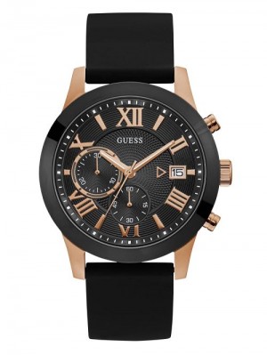 Guess Black and Rose Gold-Tone Multifunction Watch Negrii | GUESS-SN31613