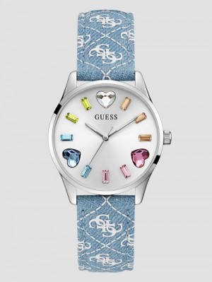 Guess Blue Denim Analog Watch Albastri | GUESS-SN30017