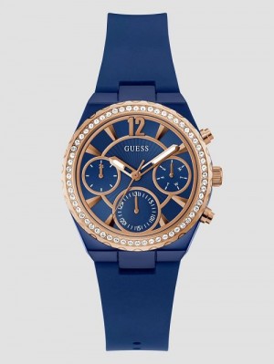 Guess Blue SIlicon Multifunction Watch Aurii | GUESS-SN29987
