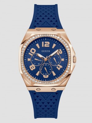 Guess Blue SIlicon Multifunction Watch Aurii | GUESS-SN29993