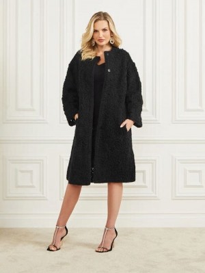 Guess Braid Wool-Blend Coat Negrii | GUESS-SN27885