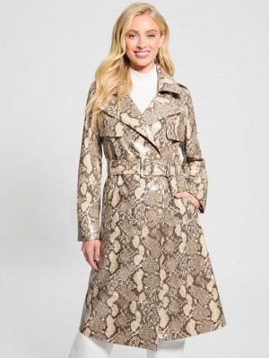 Guess Briana Faux-Leather Trench Coat Bej | GUESS-SN27937