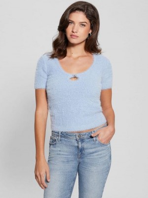Guess Brigette Crop Sweater Albastri | GUESS-SN27770