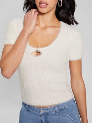 Guess Brigette Crop Sweater Albi | GUESS-SN27786