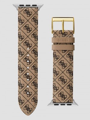 Guess Brown Logo Leather 42-45 mm Band for Apple Watch® Maro | GUESS-SN31623