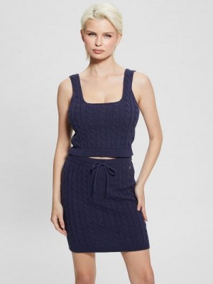 Guess Cable-Knit Ally Tank Albastri | GUESS-SN27199