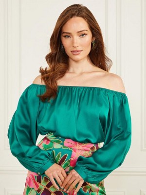 Guess Candice Off-the-Shoulder Top Verzi | GUESS-SN27188