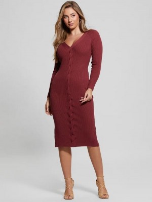 Guess Celia Sequin Sweater Dress Rosii | GUESS-SN26860