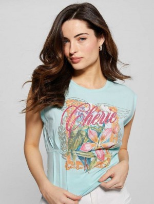 Guess Cherie Corset Tee Albastri | GUESS-SN27596