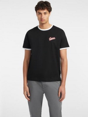 Guess Chest Script Logo Tee Negrii | GUESS-SN30584