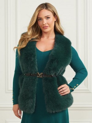 Guess Chloe Faux-Fur Vest Verzi | GUESS-SN27949