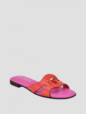 Guess Ciella Cut-Out Sandals Rosii | GUESS-SN29623