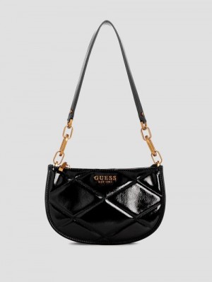 Guess Cilian Quilted Saddle Shoulder Bag Negrii | GUESS-SN29068