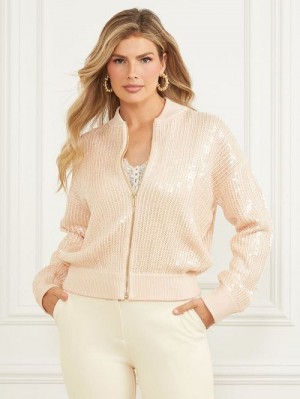 Guess Claudia Sequins Sweater Jacket Bej | GUESS-SN27929