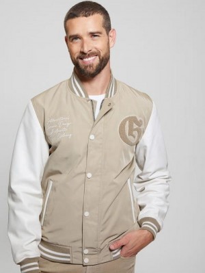 Guess Color-Block Varsity Jacket Bej | GUESS-SN30884