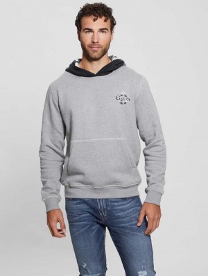 Guess Contrast Hoodie Sweatshirt Gri | GUESS-SN31051