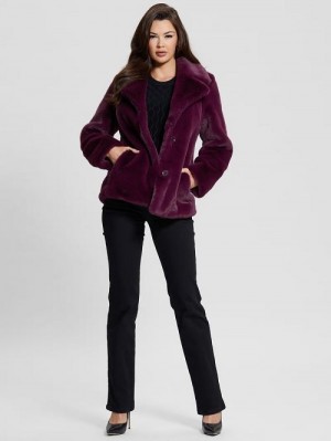 Guess Corinne Faux-Fur Coat Violet | GUESS-SN27961