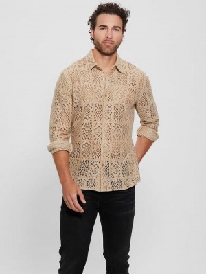 Guess Craft Crochet Shirt Bej | GUESS-SN31264