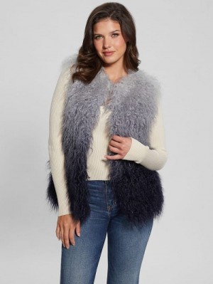 Guess Cristina Faux-Fur Ombré Vest Gri | GUESS-SN27969