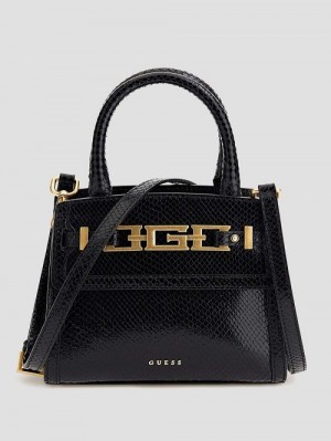 Guess Cristina Small Leather Satchel Negrii | GUESS-SN28746