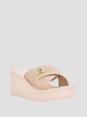 Guess Danvi Braided Wedge Sandals Bej | GUESS-SN29781