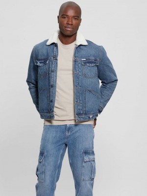 Guess Dean Sherpa Jacket Albastri | GUESS-SN30828