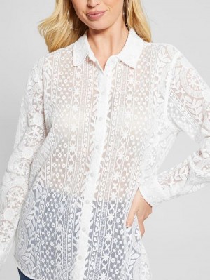 Guess Deloris Embroidered Top Albi | GUESS-SN27385