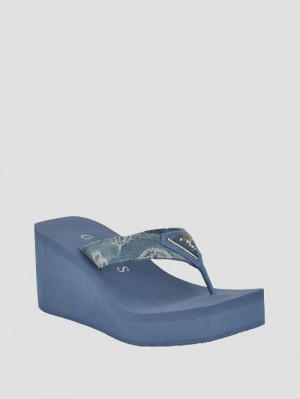 Guess Demmey Wedge Sandals Albastri | GUESS-SN29717