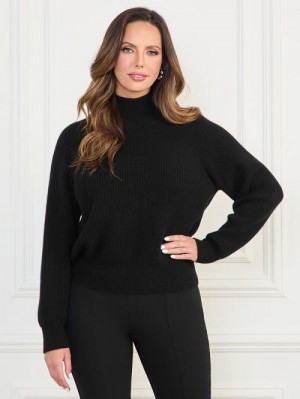 Guess Denise Mock-Neck Ribbed Sweater Negrii | GUESS-SN27702