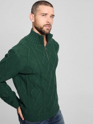 Guess Diamond Cable-Knit Half-Zip Sweater Verzi | GUESS-SN30720