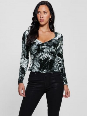 Guess Dianna Velvet Top Negrii | GUESS-SN27481