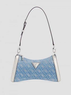 Guess Dili Denim Shoulder Bag Albastri | GUESS-SN29066