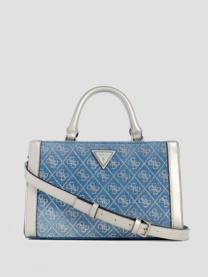 Guess Dili Denim Small Satchel Albastri | GUESS-SN28931