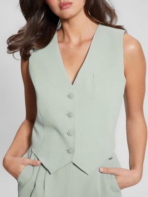 Guess Dina Cropped Blazer Vest Verzi | GUESS-SN27175