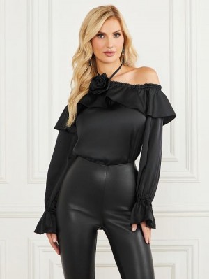 Guess Dixie Satin Blouse Negrii | GUESS-SN27203