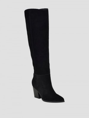 Guess Dolita Suede Knee-High Boots Negrii | GUESS-SN29921