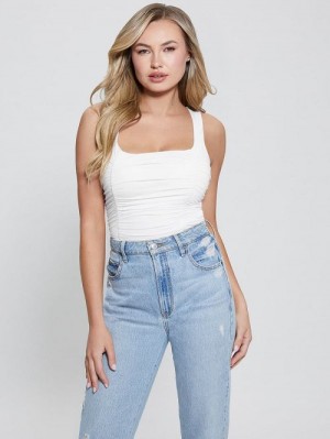 Guess Eco Adrianna Shirred Tank Top Albi | GUESS-SN27605