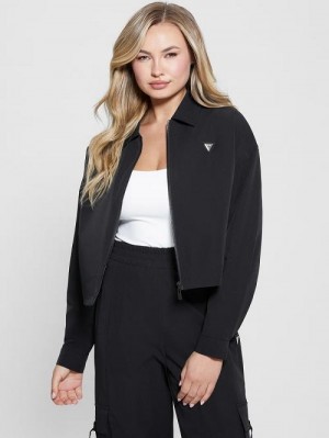 Guess Eco Aurélie Zip-Up Jacket Negrii | GUESS-SN28393